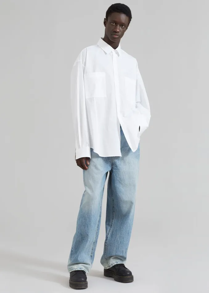 Men Gus Oversized Shirt 8211 White The Frankie Shop Tops