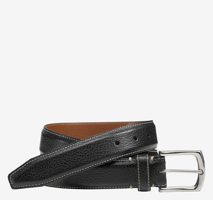 Men Johnston and Murphy Topstitched Leather Belt Black Belts