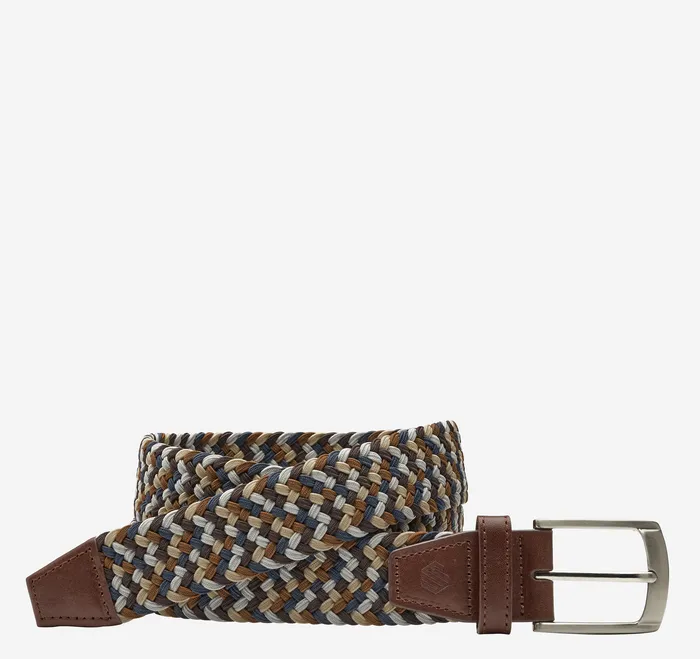 Men Johnston and Murphy Woven StretchKnit Belt Brown Multi Belts