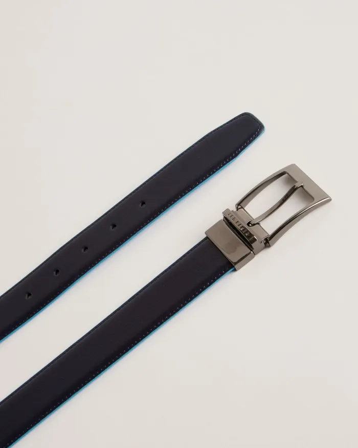 Men KACIN 8211 Reversible Colour Pop Leather Belt Navy Ted Baker Belts