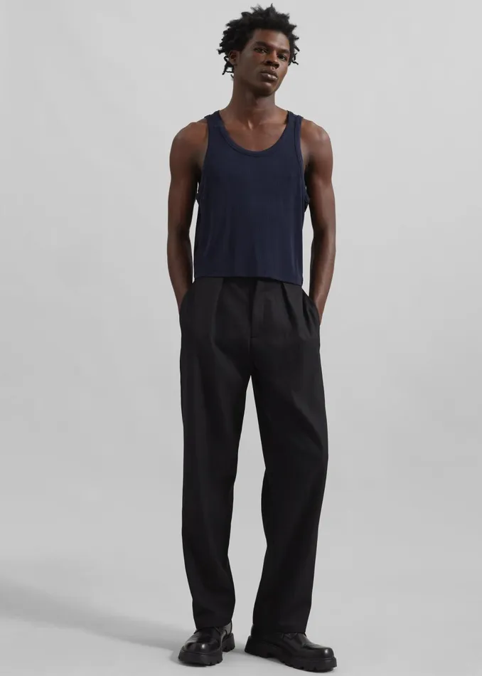 Men Louis Gabriel Nouchi Fluid Ribbed Tank Top 8211 Night Blue The Frankie Shop Tops