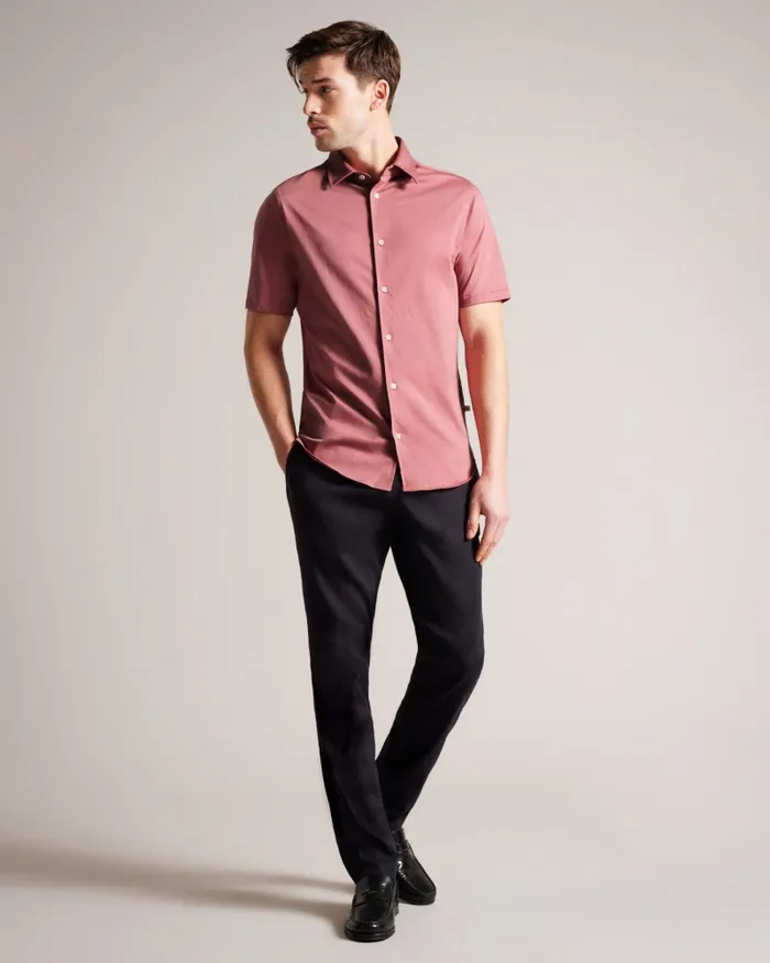 Men MARRSHO 8211 Short Sleeve Smart Jersey Shirt Medium Pink Ted Baker Shirts Men MARRSHO 8211 Short Sleeve Smart Jersey Shirt Medium Pink Ted Baker Shirts
