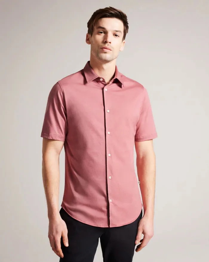 Men MARRSHO 8211 Short Sleeve Smart Jersey Shirt Medium Pink Ted Baker Shirts Men MARRSHO 8211 Short Sleeve Smart Jersey Shirt Medium Pink Ted Baker Shirts