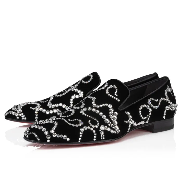 Men Octodandelion Strass Loafers 8211 Velvet And Strass 8211 Black Christian Louboutin Loafers and Moccasins