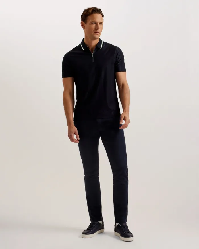 Men ORBITE 8211 Slim Fit Jacquard Zip Polo Shirt Navy Ted Baker Polo Shirts Men ORBITE 8211 Slim Fit Jacquard Zip Polo Shirt Navy Ted Baker Polo Shirts