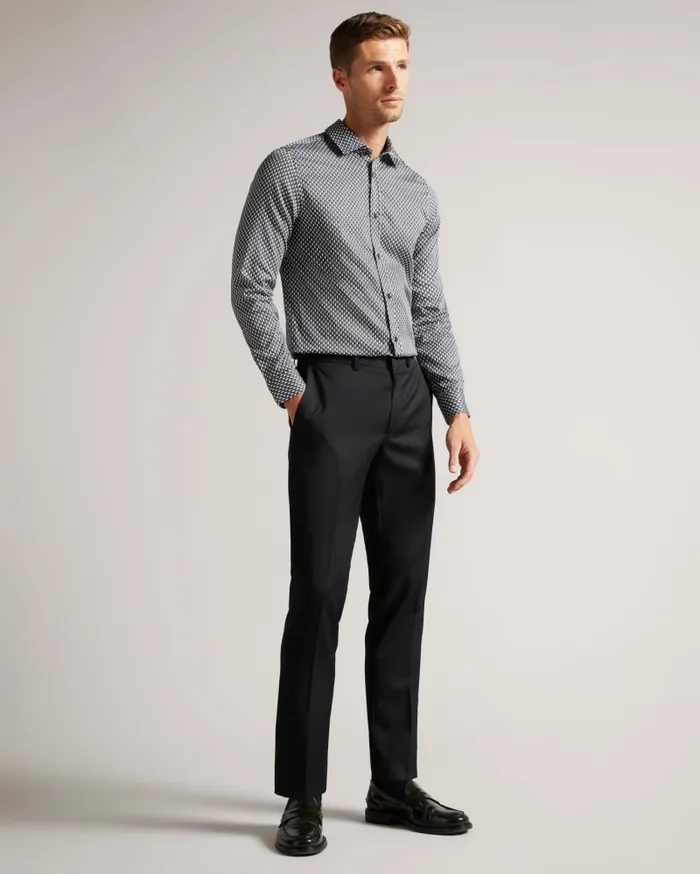 Men ORMSBY 8211 Long Sleeve Geometric Print Shirt Black Ted Baker Shirts Men ORMSBY 8211 Long Sleeve Geometric Print Shirt Black Ted Baker Shirts