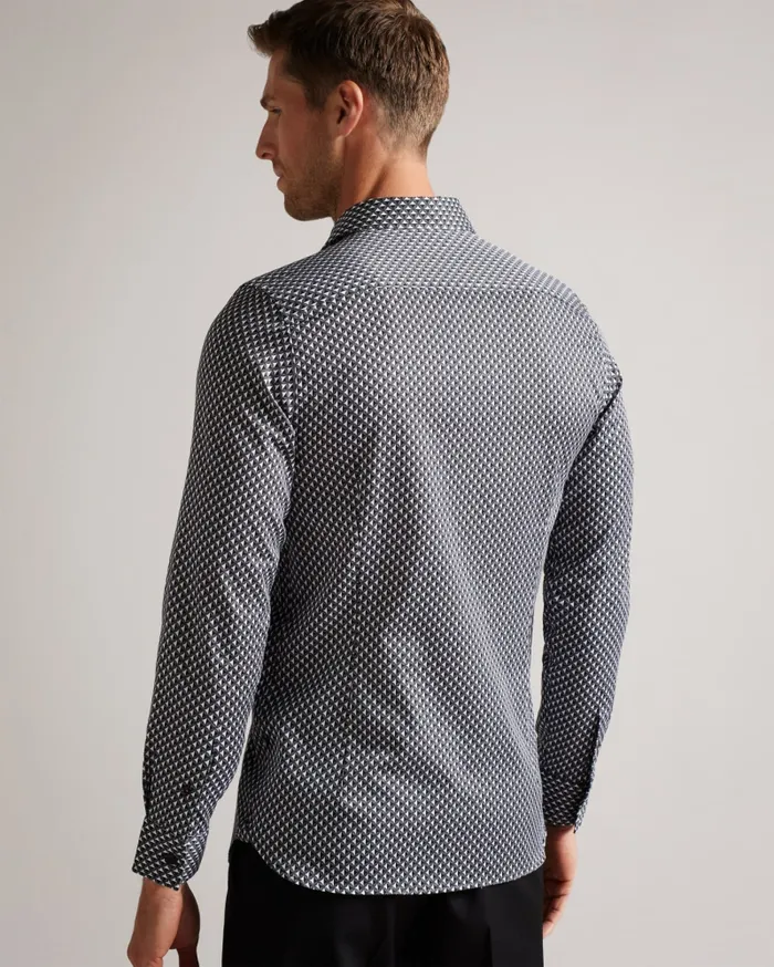 Men ORMSBY 8211 Long Sleeve Geometric Print Shirt Black Ted Baker Shirts Men ORMSBY 8211 Long Sleeve Geometric Print Shirt Black Ted Baker Shirts