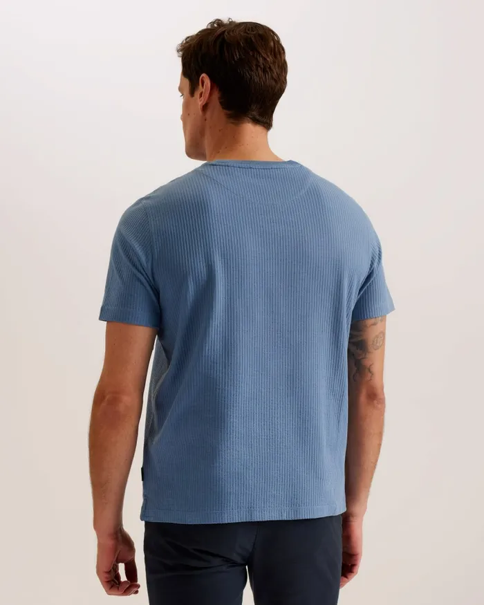 Men RAKES 8211 Textured Regular Fit TShirt Blue Ted Baker Tops Men RAKES 8211 Textured Regular Fit TShirt Blue Ted Baker Tops