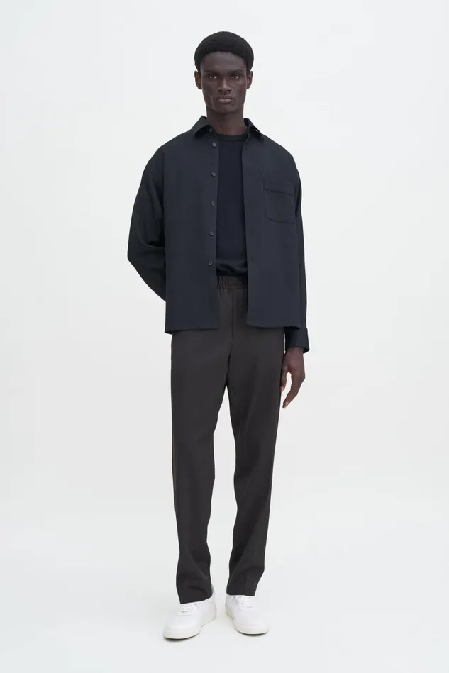 Men Relaxed Wool Trousers Dark Brown Filippa K Trousers