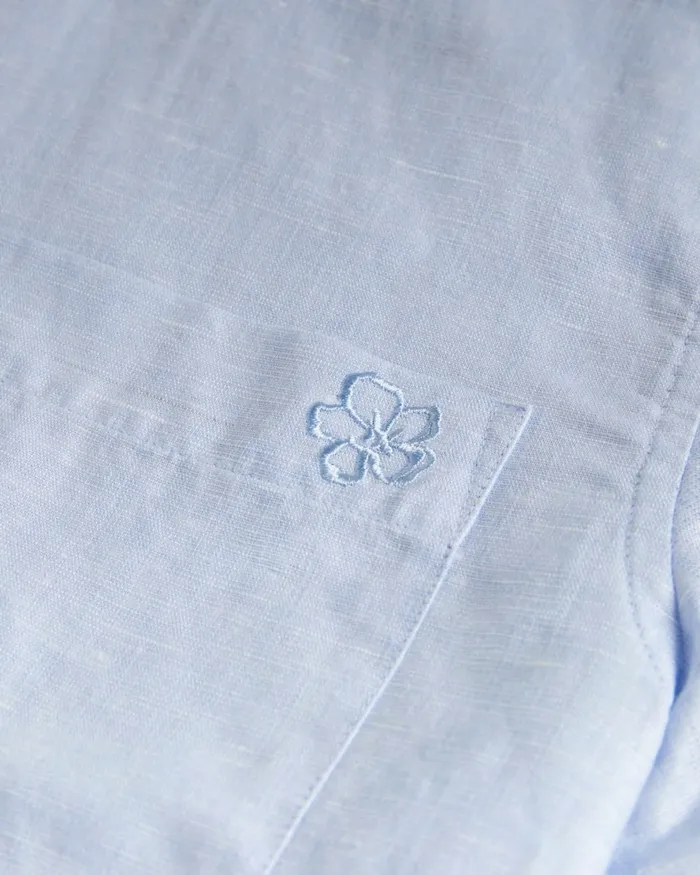 Men REMARK 8211 Long Sleeve Linen Shirt Light Blue Ted Baker Shirts