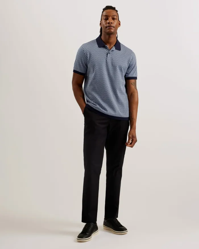 Men SKELT 8211 Jacquard Geometric Cotton Polo Shirt Blue Ted Baker Polo Shirts Men SKELT 8211 Jacquard Geometric Cotton Polo Shirt Blue Ted Baker Polo Shirts