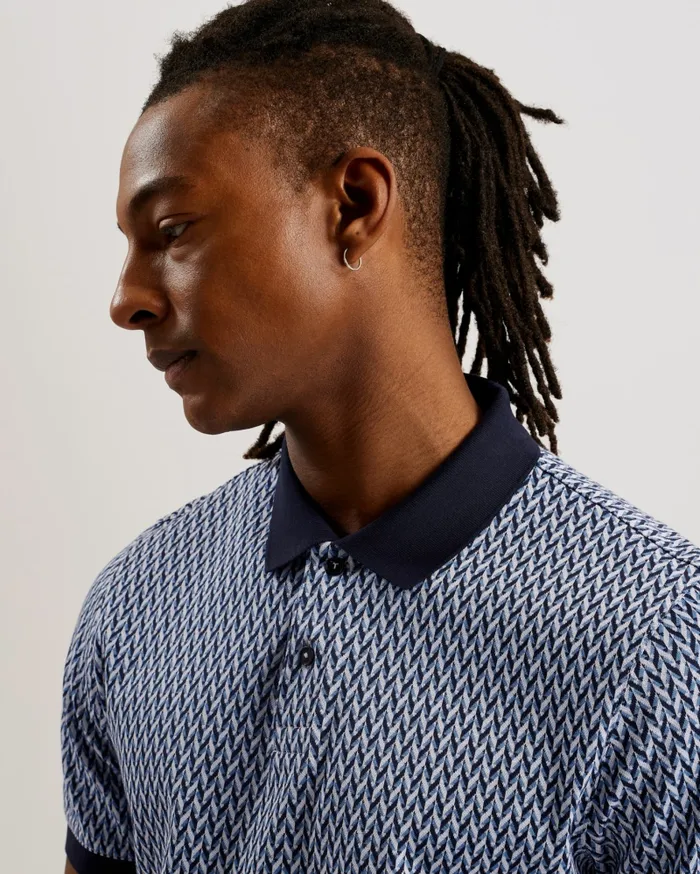 Men SKELT 8211 Jacquard Geometric Cotton Polo Shirt Blue Ted Baker Polo Shirts Men SKELT 8211 Jacquard Geometric Cotton Polo Shirt Blue Ted Baker Polo Shirts