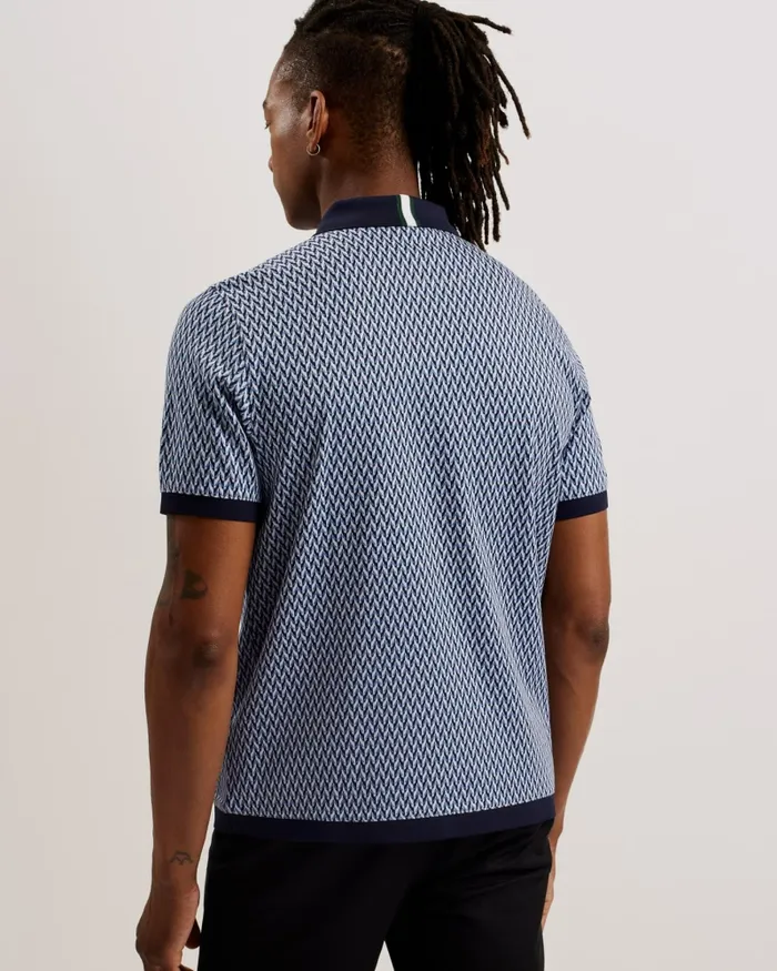 Men SKELT 8211 Jacquard Geometric Cotton Polo Shirt Blue Ted Baker Polo Shirts Men SKELT 8211 Jacquard Geometric Cotton Polo Shirt Blue Ted Baker Polo Shirts