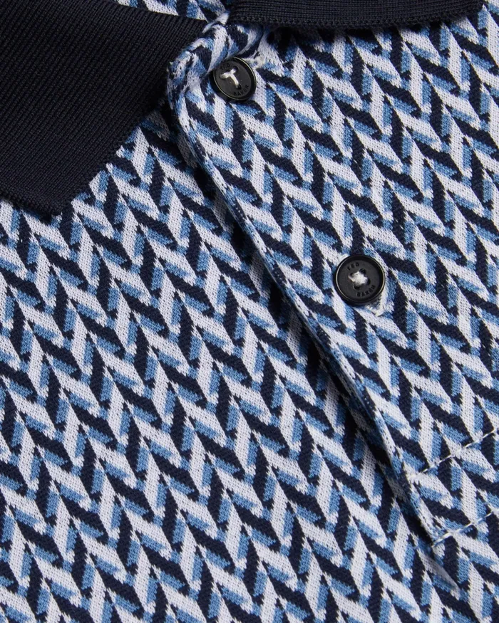 Men SKELT 8211 Jacquard Geometric Cotton Polo Shirt Blue Ted Baker Polo Shirts Men SKELT 8211 Jacquard Geometric Cotton Polo Shirt Blue Ted Baker Polo Shirts