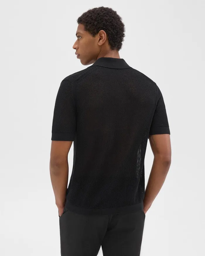 Men Sweaters Cardigans Theory Cairn Polo Shirt In Cotton Black