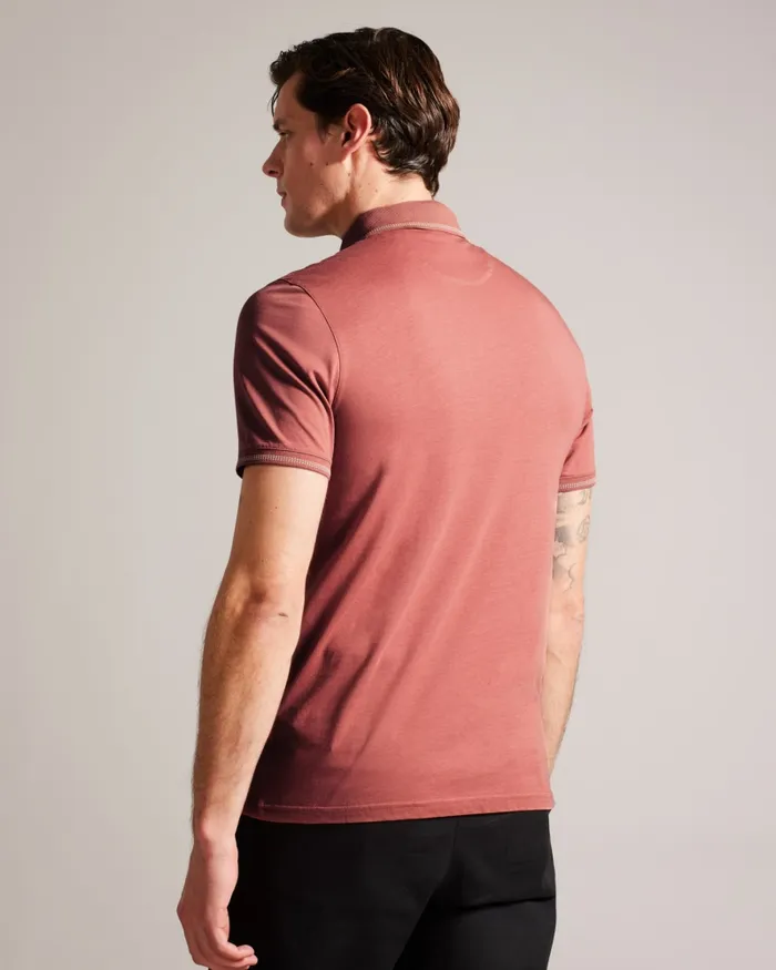 Men TORTILA 8211 Polo Shirt With Striped Details Medium Pink Ted Baker Tops Men TORTILA 8211 Polo Shirt With Striped Details Medium Pink Ted Baker Tops