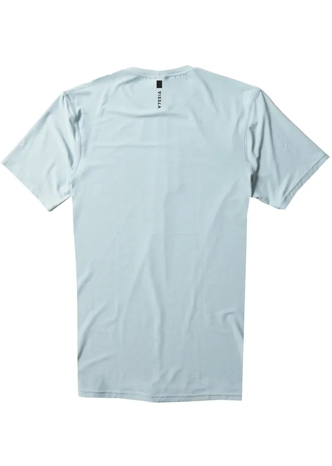 Men Twisted Eco Short Sleeve Lycra Rash Guard COOL BLUE HEATHER Wetsuit Tops and Lycra Vissla