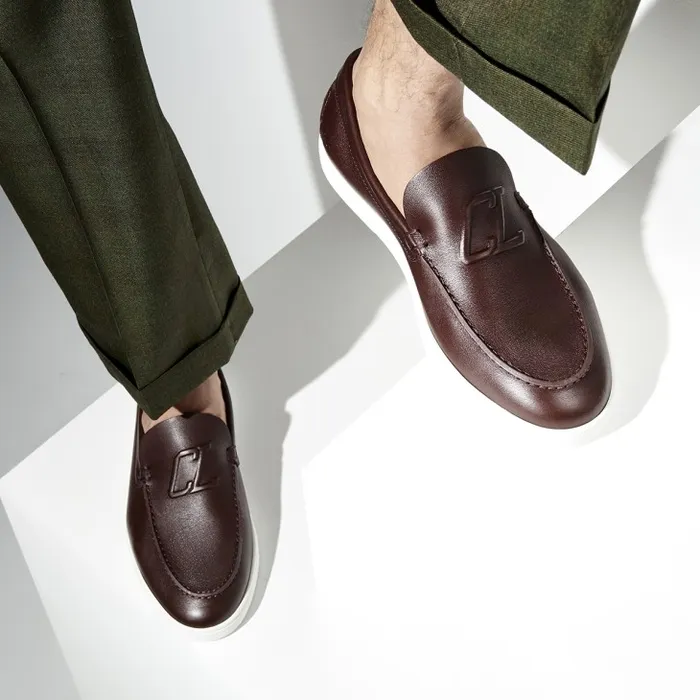 Men Varsiboat Boat Shoes 8211 Calf Leather 8211 Expresso Christian Louboutin Loafers and Moccasins