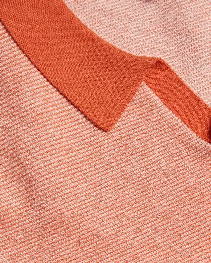 Men WULDER 8211 Open Neck Knitted Polo Shirt Bright Orange Ted Baker Jumpers and Knitwear Men WULDER 8211 Open Neck Knitted Polo Shirt Bright Orange Ted Baker Jumpers and Knitwear