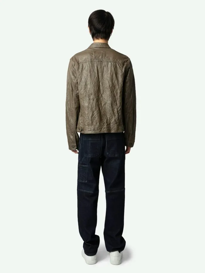 Men Zadig and Voltaire Jackets and Coats Base Crinkled Leather Jacket Latte