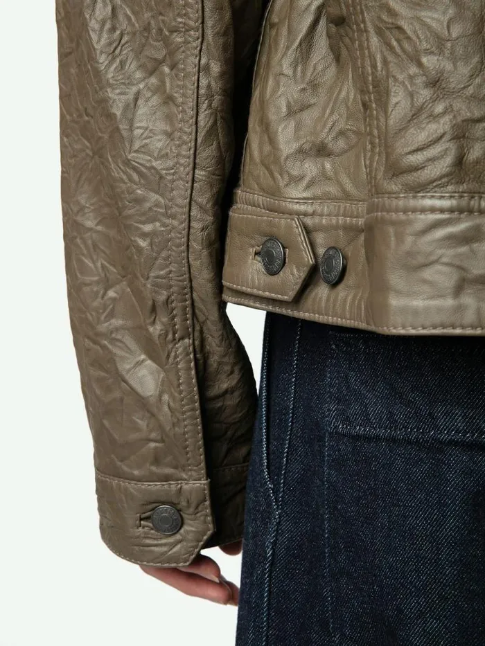 Men Zadig and Voltaire Jackets and Coats Base Crinkled Leather Jacket Latte
