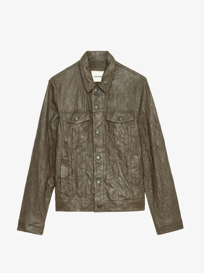 Men Zadig and Voltaire Jackets and Coats Base Crinkled Leather Jacket Latte