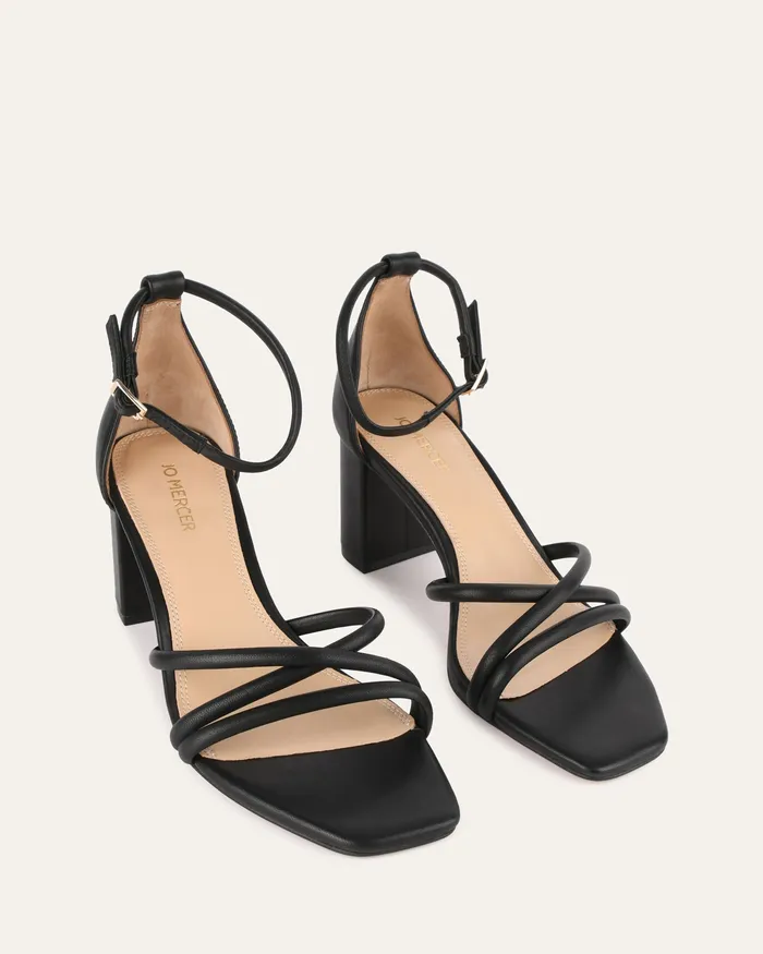 MID SANDALS jomercer Women Nicola mid heel sandals black leather MID SANDALS jomercer Women Nicola mid heel sandals black leather