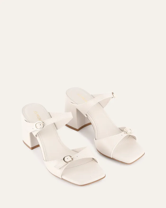MID SANDALS jomercer Women Spencer mid heel sandals off white leather MID SANDALS jomercer Women Spencer mid heel sandals off white leather