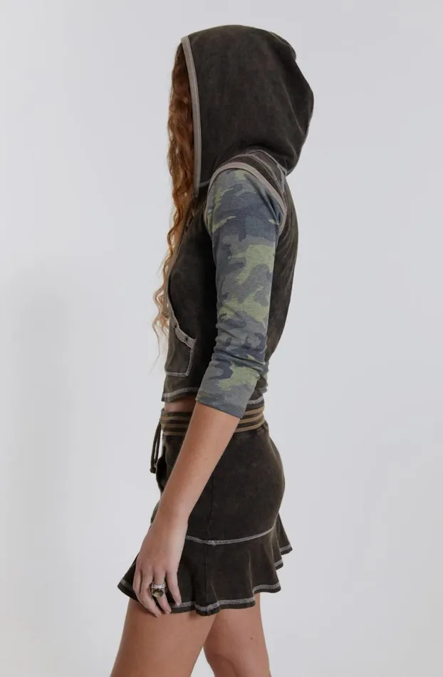 Mini Skirts Women Jaded London Freya Acid Wash Frill Mini Skirt