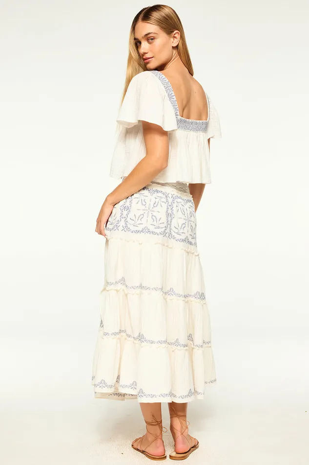 Misa Los Angeles Anju Top Ivory Embroidery Women Matching Sets