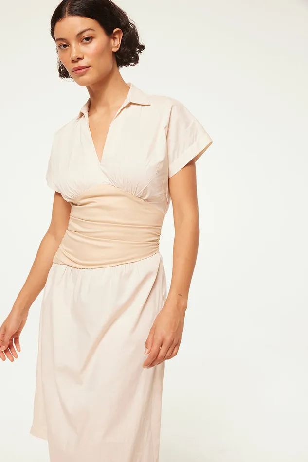 Misa Los Angeles Antonella Dress Ivory Linen Mix Women Dresses