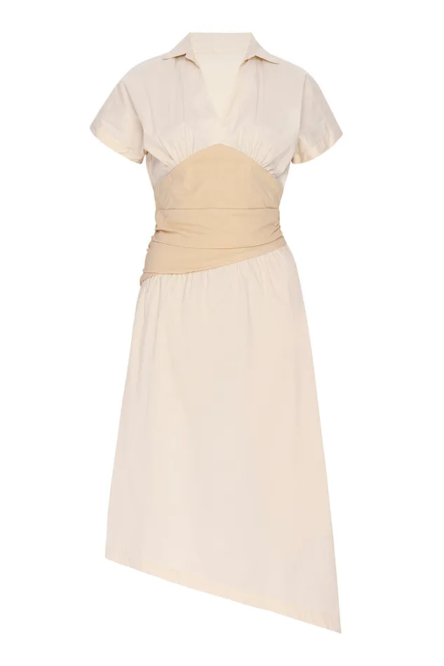 Misa Los Angeles Antonella Dress Ivory Linen Mix Women Dresses