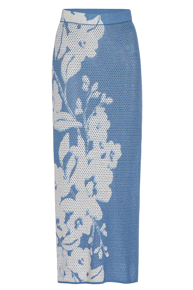 Misa Los Angeles Dara Skirt Blue Hibiscus Flora Women Matching Sets