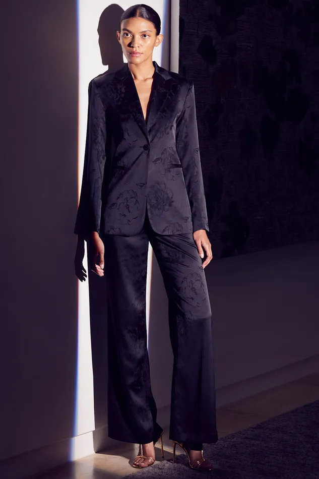 Misa Los Angeles Remi Pant Black Jacquard Women Matching Sets