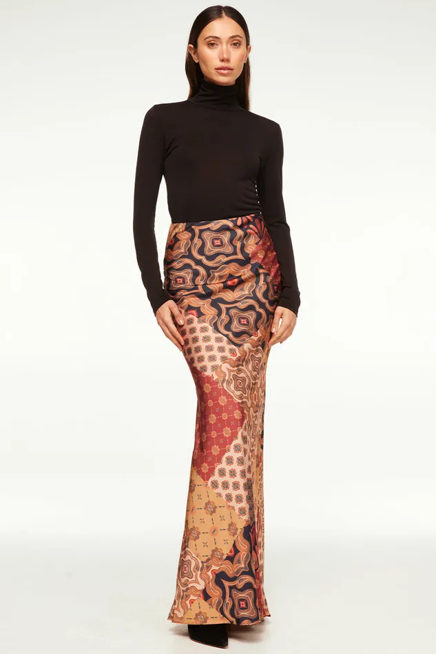 Misa Los Angeles Sierra Skirt Surreal Patchwork Satin Women Matching Sets