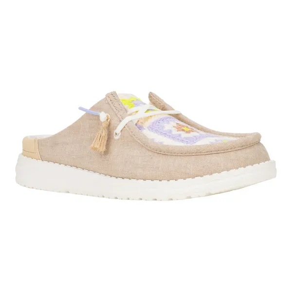 Mules Apparel heydude Wendy Slip Cottage Crochet Wood AshMulti