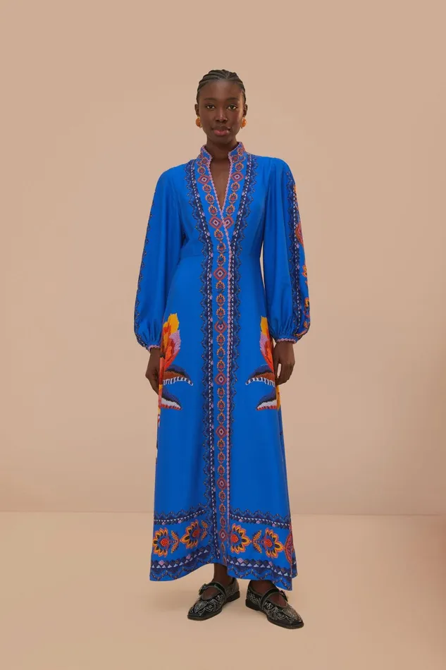 Navy Blue Lucy Floral Tapestry Maxi Dress Women Farm Rio Maxi Dresses
