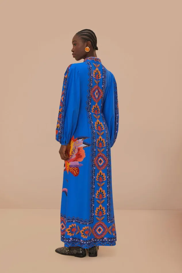 Navy Blue Lucy Floral Tapestry Maxi Dress Women Farm Rio Maxi Dresses