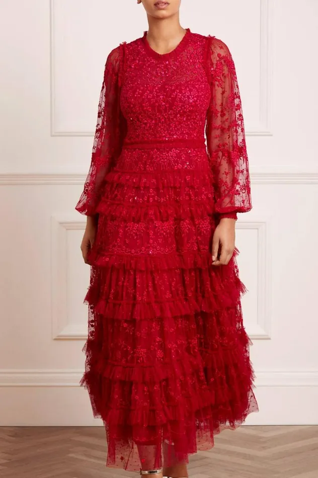 Needle and Thread Dresses Blossom Lace Ankle Gown Red 8211 Women