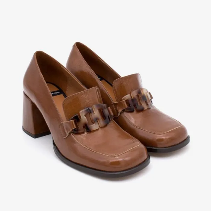 ngel Alarcn Moccasins Woman ACSAI 8211 Moccasin Shoes With Wide Heel And Carey Trim In Shiny Leather ngel Alarcn Moccasins Woman ACSAI 8211 Moccasin Shoes With Wide Heel And Carey Trim In Shiny Leather