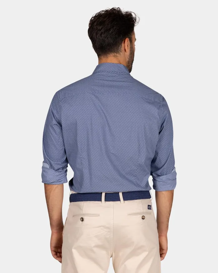 NZA New Zealand Auckland Shirts Blue Cotton Shirt With Pattern 8211 Tin Blue 8211 Men