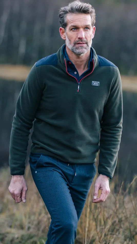 NZA New Zealand Auckland Sweatshirts Dark Green Fleece Shirt With HalfZip 8211 Gravel Green 8211 Men