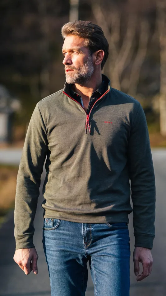 NZA New Zealand Auckland Sweatshirts Dark Green Fleece Sweater With HalfZip 8211 Gravel Green 8211 Men NZA New Zealand Auckland Sweatshirts Dark Green Fleece Sweater With HalfZip 8211 Gravel Green 8211 Men