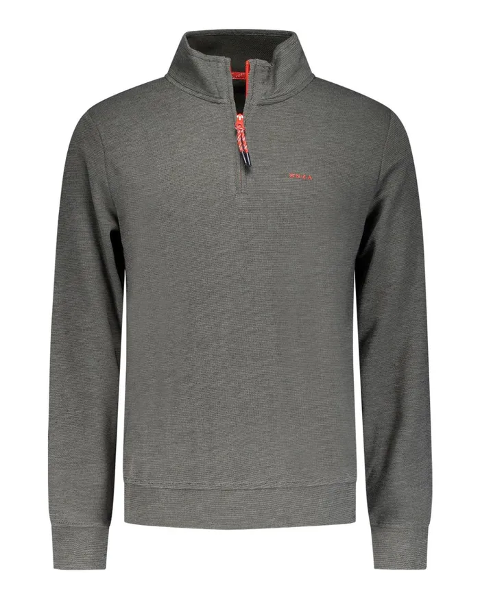 NZA New Zealand Auckland Sweatshirts Dark Green Fleece Sweater With HalfZip 8211 Gravel Green 8211 Men