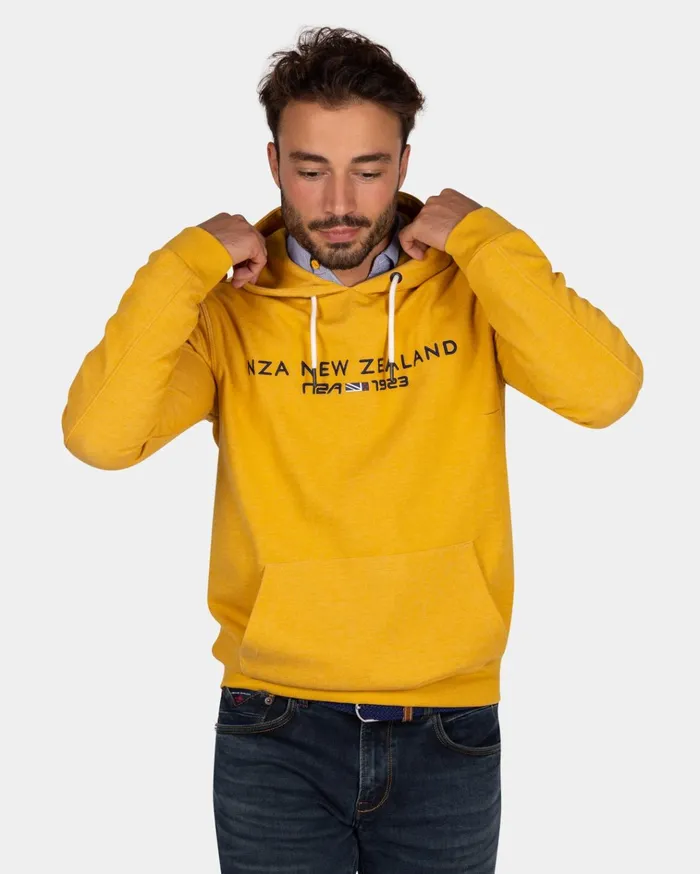 NZA New Zealand Auckland Sweatshirts Ochre Yellow Hoodie With Logo 8211 Warm Ocre 8211 Men NZA New Zealand Auckland Sweatshirts Ochre Yellow Hoodie With Logo 8211 Warm Ocre 8211 Men