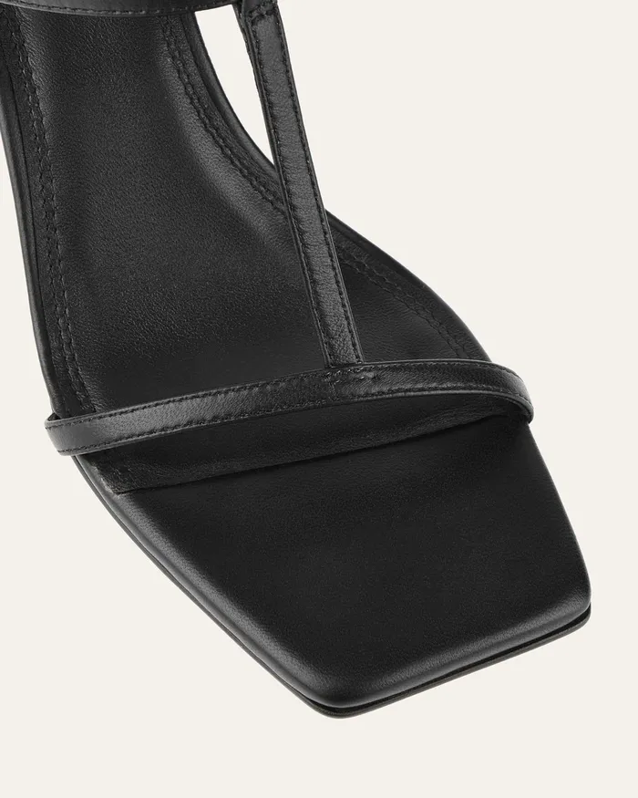 Ophelia mid heel wedges black leather MID SANDALS jomercer Women Ophelia mid heel wedges black leather MID SANDALS jomercer Women