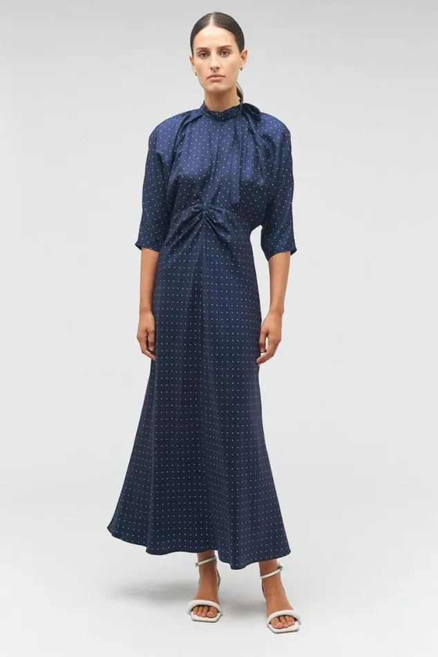 Oroton Dresses Pindot Tie Neck Dress North Sea 8211 Women