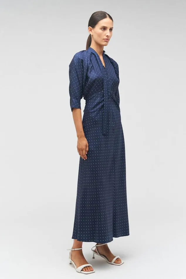 Oroton Dresses Pindot Tie Neck Dress North Sea 8211 Women