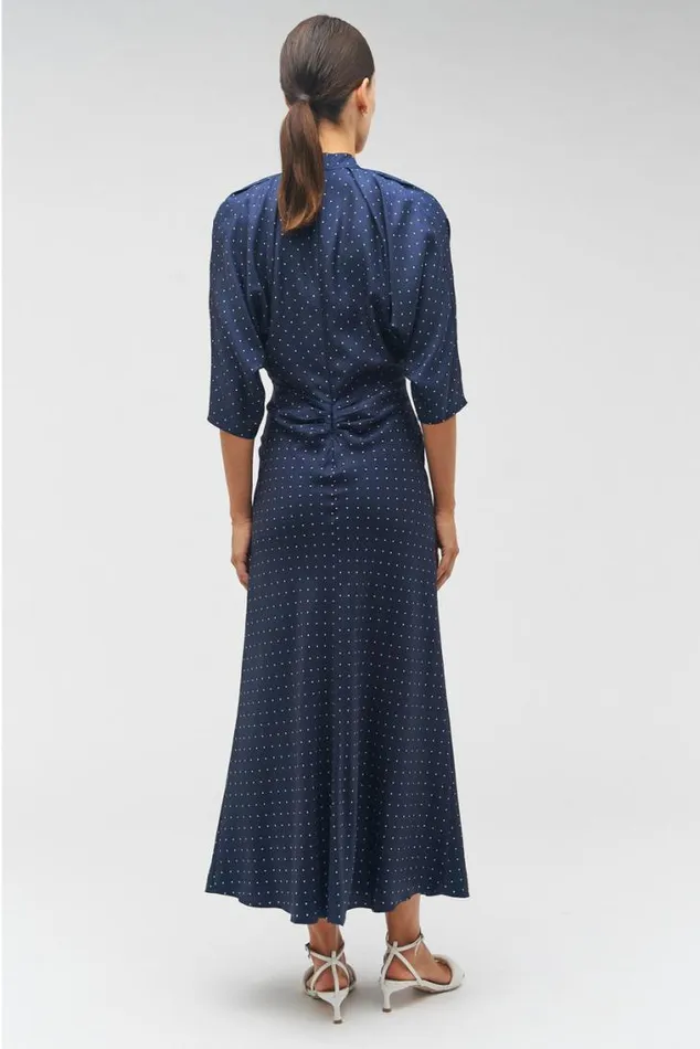Oroton Dresses Pindot Tie Neck Dress North Sea 8211 Women