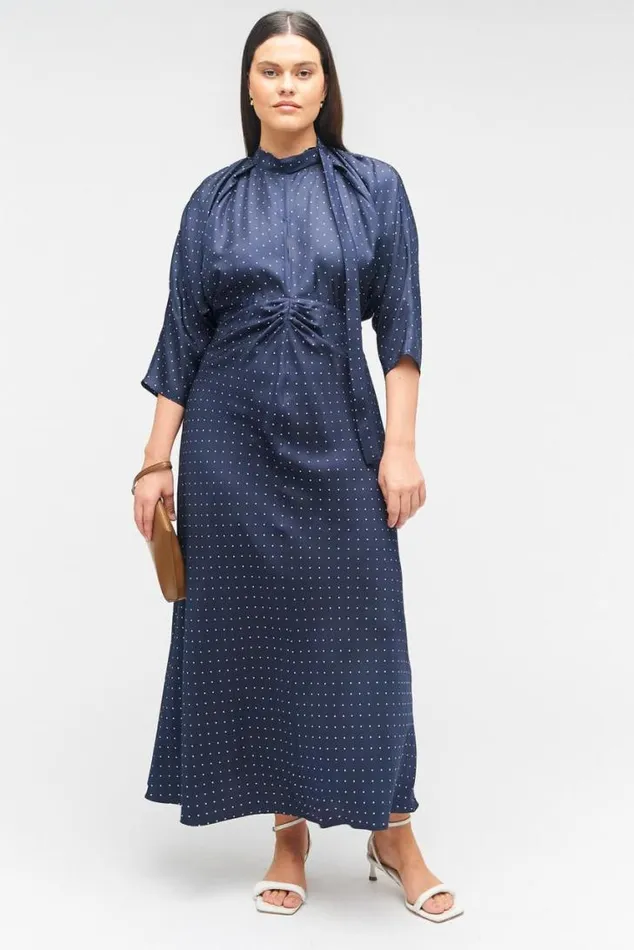 Oroton Dresses Pindot Tie Neck Dress North Sea 8211 Women